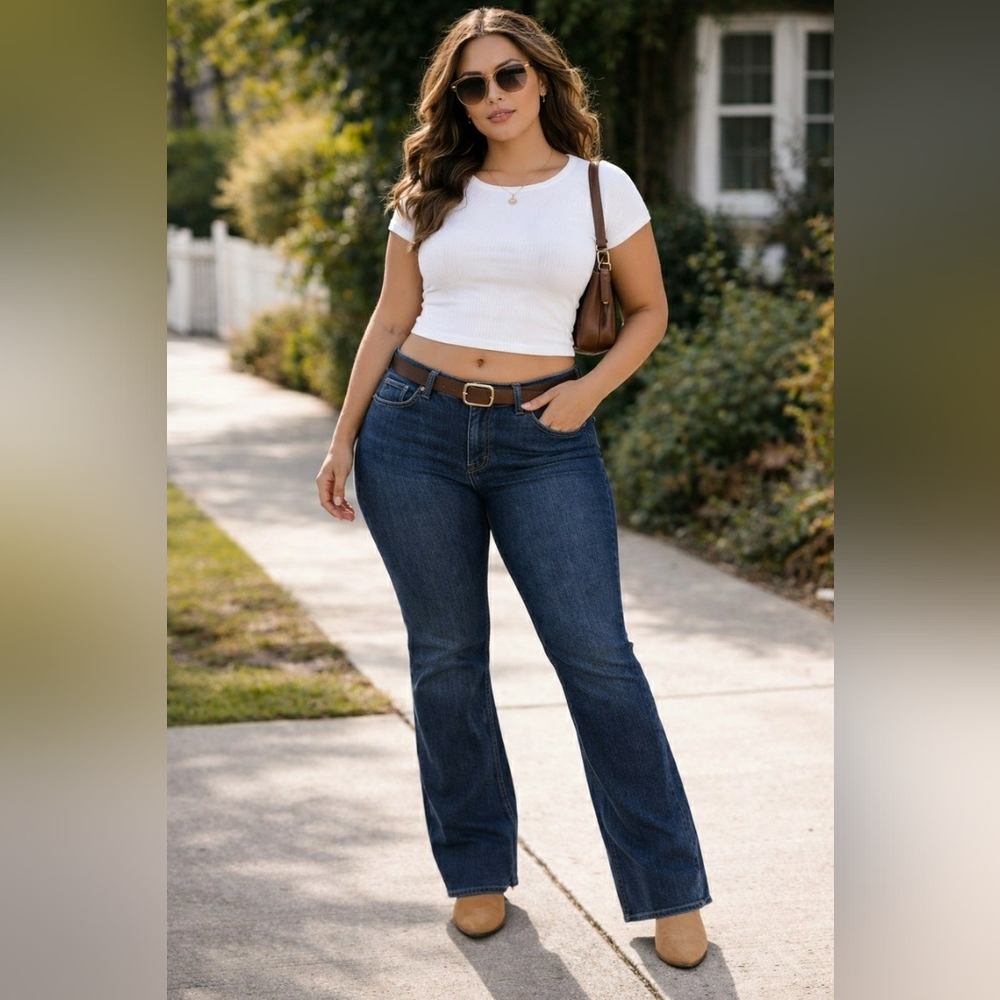 NWT Lane Bryant 22W Tighter Tummy High Rise Bootcut Jeans Dark Wash Stretch Curv